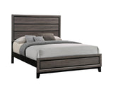 Watson Queen Bed Grey Oak and Black - Front angle view