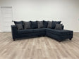 Hollywood Black Velvet Upholstered Sectional sofa, front view