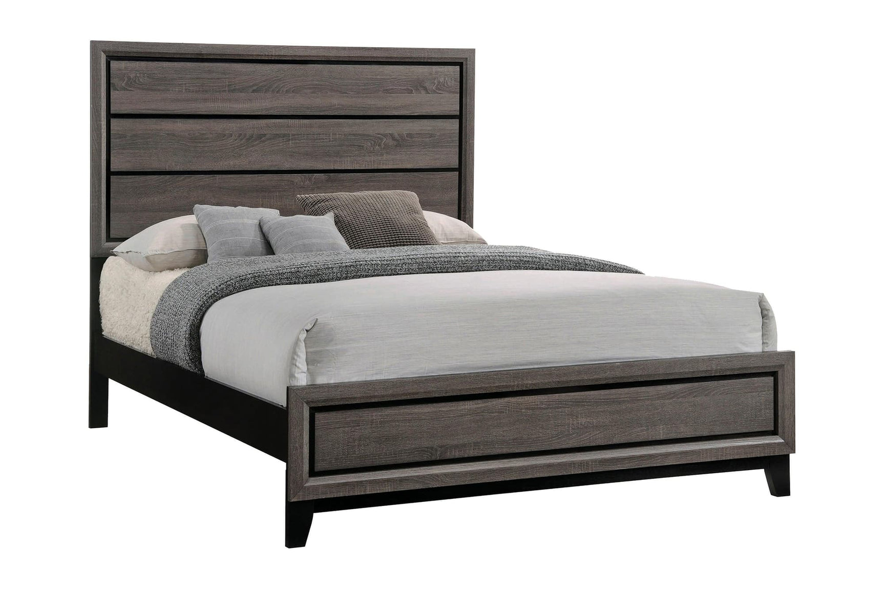 Watson Eastern King Bed Grey Oak And Black - front view