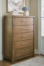Cabalynn Light Brown Chest of Drawers front angle view
