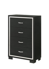 Gennro Black Modern Contemporary Solid Wood 5-Drawers Chest - front view