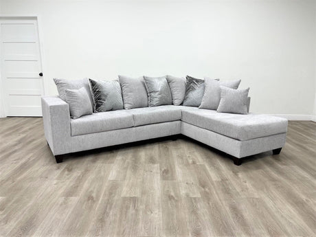 Dove Gray Thick Fabric Upholstered Sectional sofa front view
