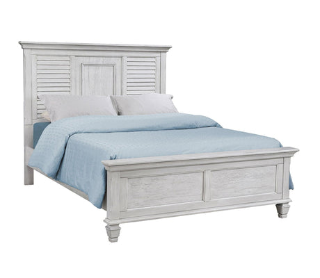 Franco Antique White Queen Panel Bed front view