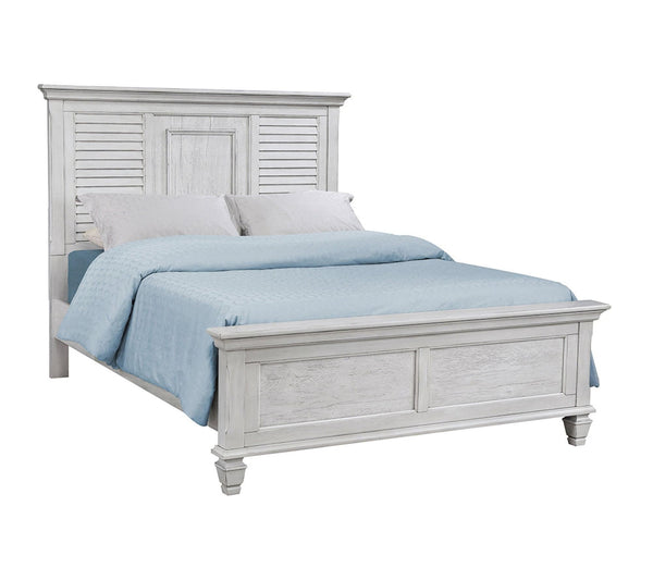 Franco Antique White Queen Panel Bed front view