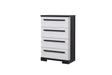 Remington Chalk Ebony 5-Drawer Chest angled view showing drawer fronts