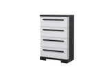 Remington Chalk Ebony 5-Drawer Chest angled view showing drawer fronts