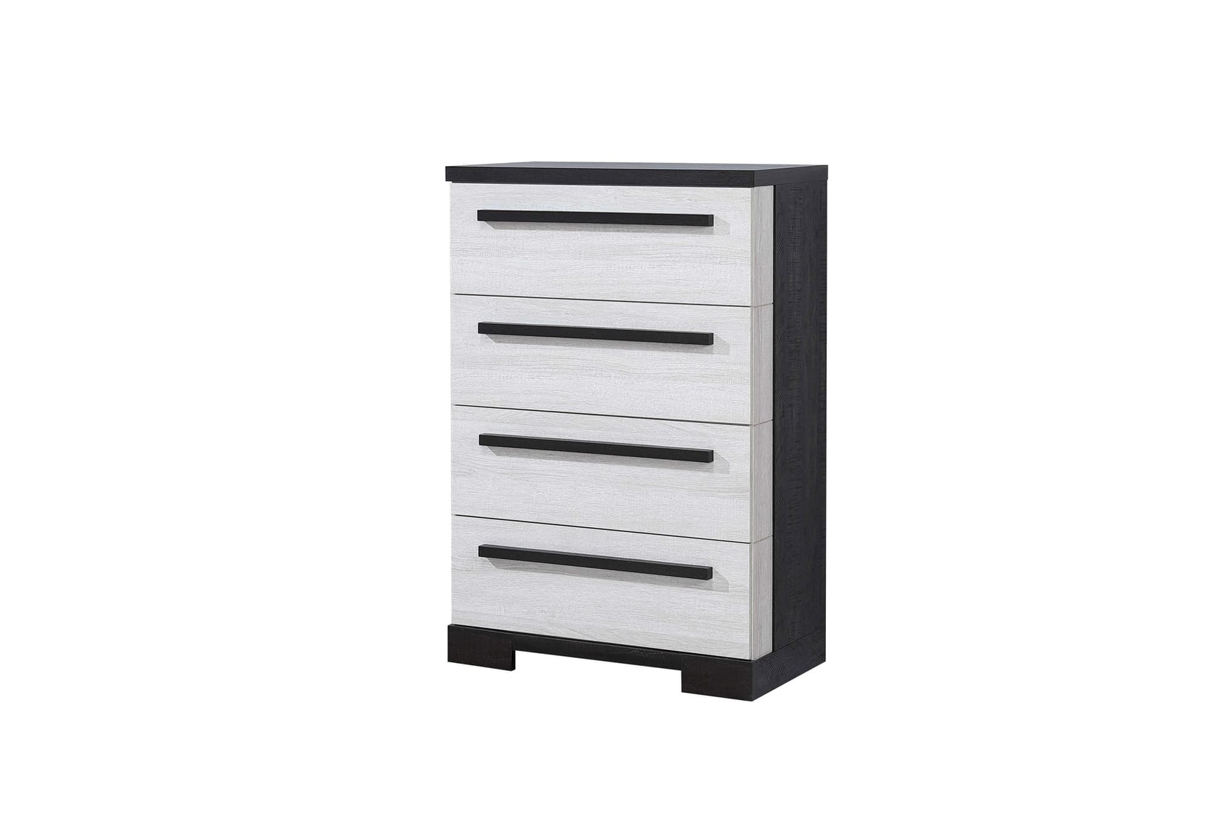 Remington Chalk Ebony 5-Drawer Chest angled view showing drawer fronts