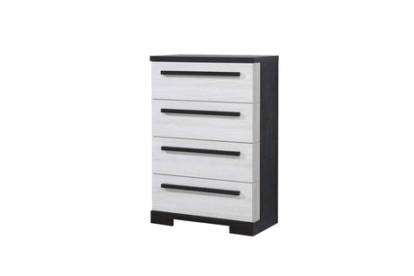 Remington Chalk Ebony 5-Drawer Chest angled view showing drawer fronts