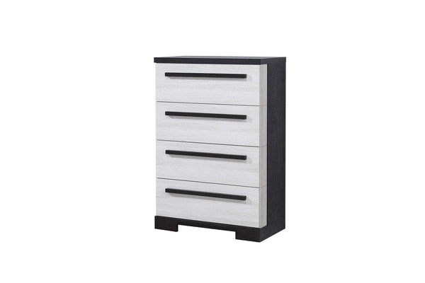 Remington Chalk Ebony 5-Drawer Chest angled view showing drawer fronts