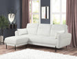 Lily Fur White Fabric Sectional sofa front view with ottoman