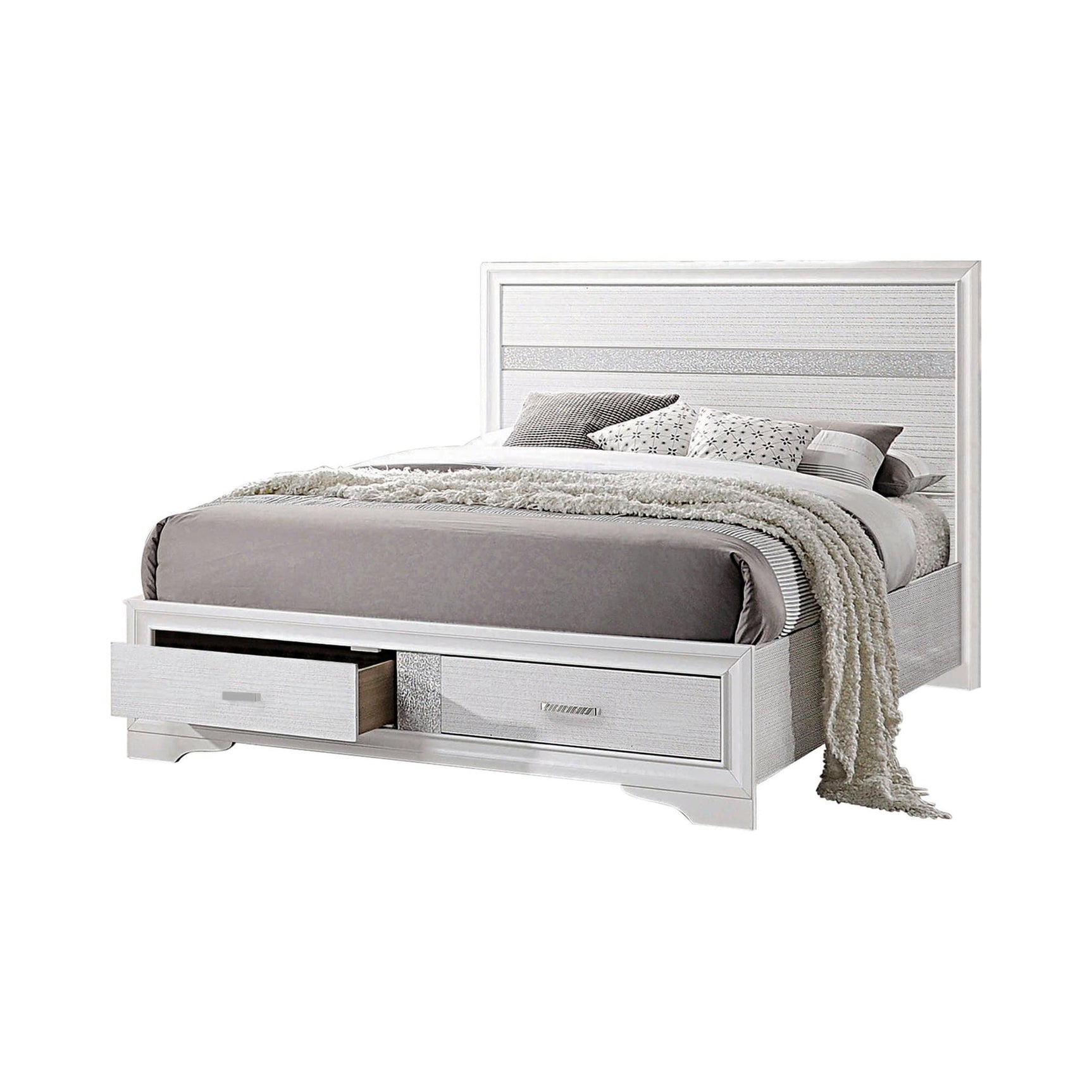 Miranda King 2-Drawer White Storage Bed front view