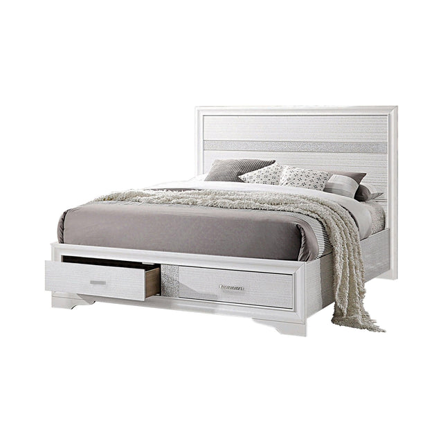 Miranda King 2-Drawer White Storage Bed front view