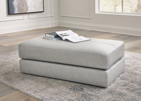 Amiata Glacier Oversized Accent Ottoman angled view showing texture