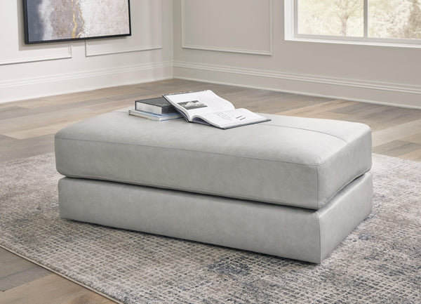 Amiata Glacier Oversized Accent Ottoman angled view showing texture