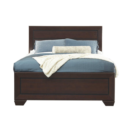 Kauffman King Panel Bed dark cocoa front view