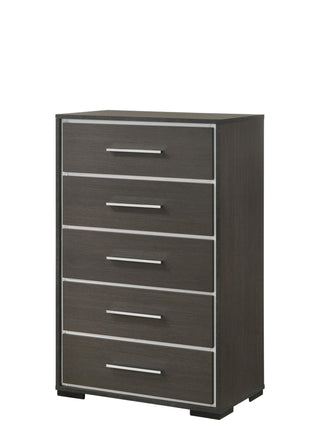 Sharpe Gray and White Modern 5-Drawer Chest front view