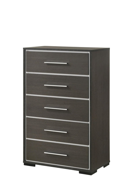 Sharpe Gray and White Modern 5-Drawer Chest front view