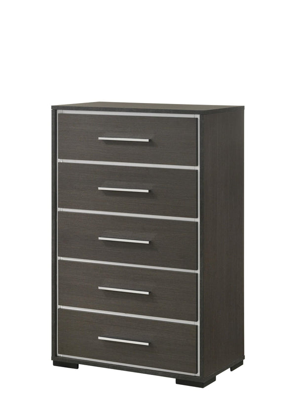Sharpe Gray and White Modern 5-Drawer Chest front view