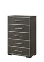 Sharpe Gray and White Modern 5-Drawer Chest front view