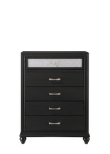 Lila Black 5-Drawer Chest front view showing drawers