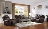 Harley Brown Power Reclining Set in brown leather - angled front view