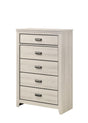 Carter white 5-drawer chest solid wood veneer angled view
