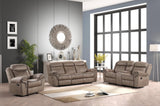 Andres brown faux leather 3-piece reclining living room set, front view