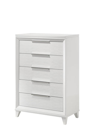 Cressida White 5-Drawer Solid Wood Chest front angle