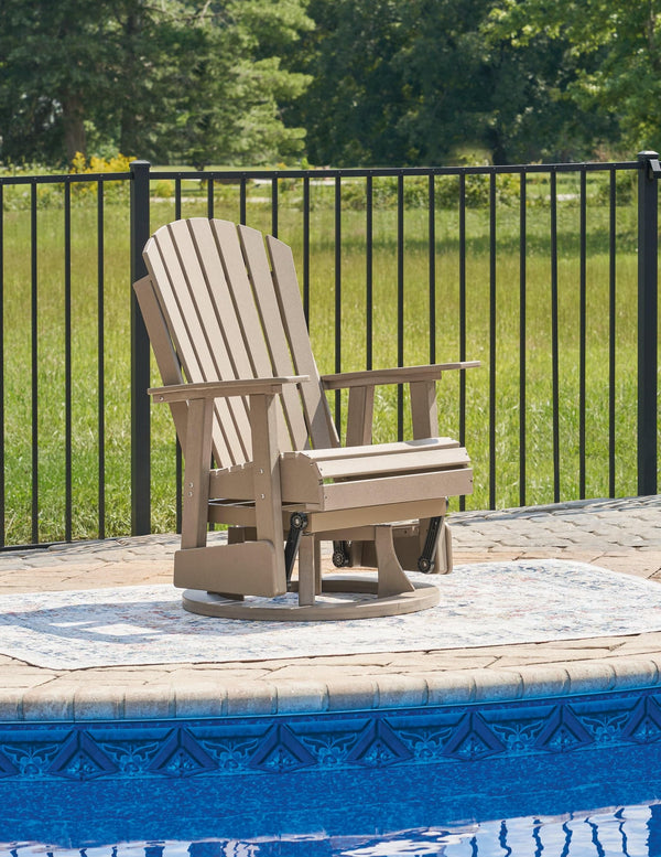 Hyland Wave Driftwood Outdoor Swivel Glider Chair front angle