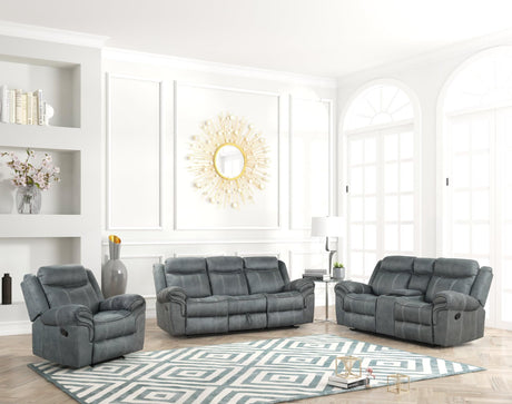 Andres Grey modern grey faux leather reclining 3-piece living room set - front view