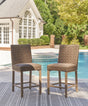 Walton Bridge Driftwood Outdoor Bar Stool set showing front angle