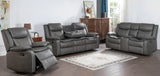 Weston Grey Faux Leather Reclining Sofa front view