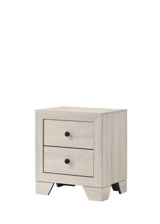 Atticus white nightstand with two drawers front view