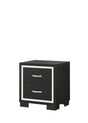 Gennro Black Solid Wood Nightstand front view showing two drawers