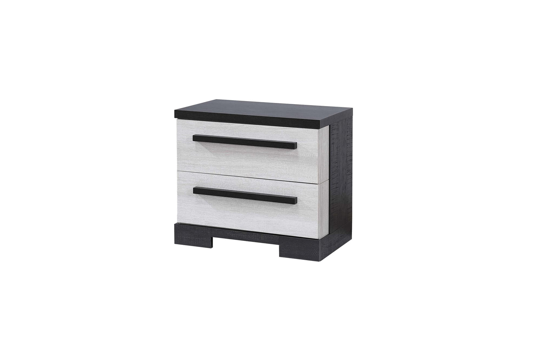Remington Chalk Ebony two-drawer nightstand, front view
