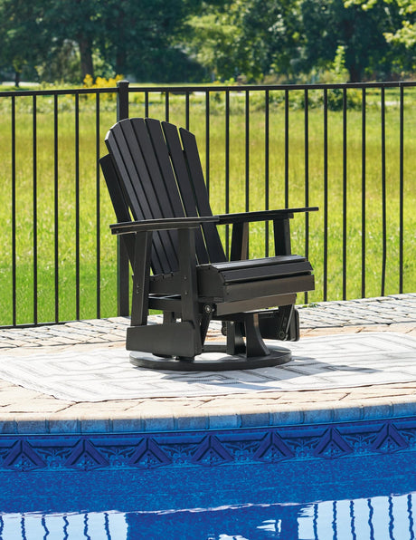 Hyland Wave Black Outdoor Swivel Glider Chair front angle view