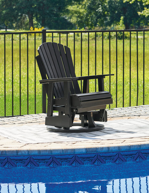 Hyland Wave Black Outdoor Swivel Glider Chair front angle view