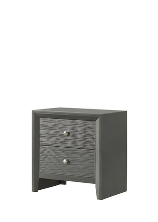 Denker Gunmetal Modern Solid Wood 2-Drawers Nightstand front view