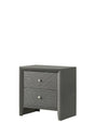 Denker Gunmetal Modern Solid Wood 2-Drawers Nightstand front view