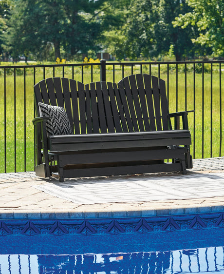 Hyland Wave Black Outdoor Glider Loveseat front view