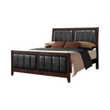 Carlton King Upholstered Bed front view in cappuccino and black