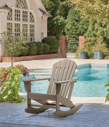 Sundown Treasure Driftwood Outdoor Rocking Chair angled side view