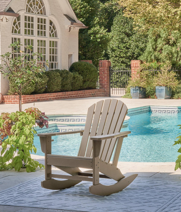 Sundown Treasure Driftwood Outdoor Rocking Chair angled side view