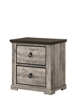 Ella Mae Gray nightstand front view with two drawers