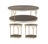 Ranoka beige and gold modern round tables set side view