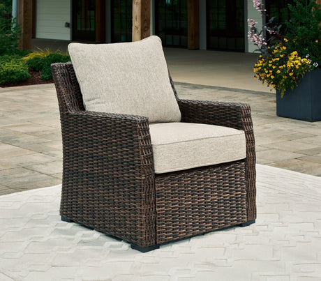 Brook Ranch Brown Outdoor Lounge Chair with Cushion - front angle view