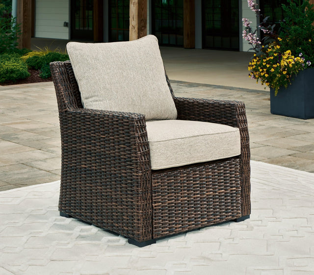 Brook Ranch Brown Outdoor Lounge Chair with Cushion - front angle view
