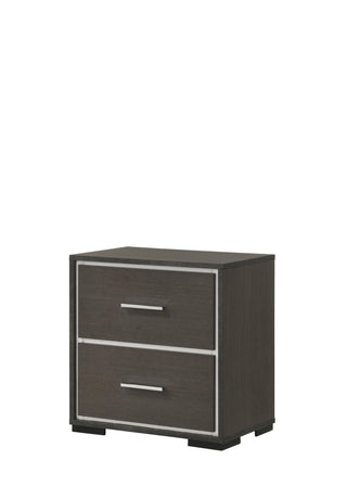 Sharpe Gray and White Modern Solid Wood Two-Drawers Nightstand Front View