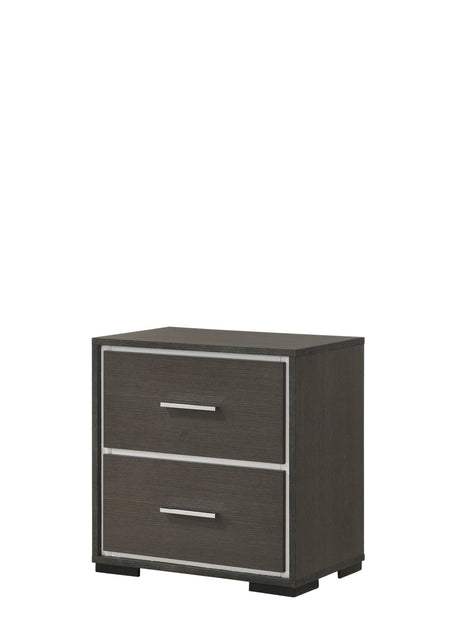 Sharpe Gray and White Modern Solid Wood Two-Drawers Nightstand Front View
