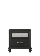 Lila Black Nightstand front view showing two drawers